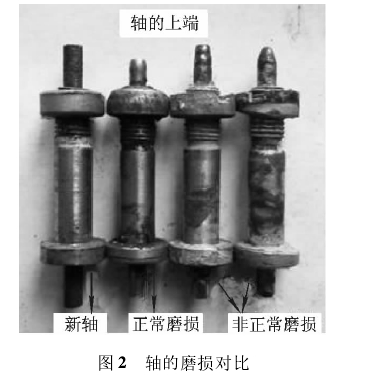 圖 2 軸的磨損對(duì)比