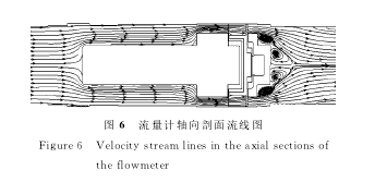圖６　流量計軸向剖面流線圖