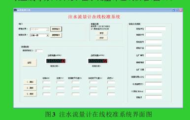 圖3 注水流量計(jì)在線校準(zhǔn)系統(tǒng)界面圖