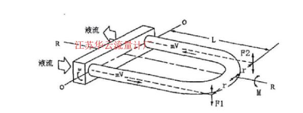 圖1 傳感器測量管運動及受力圖Fig.1 Sensor measuring tube movement and force diagram