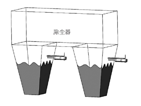 圖3 2個(gè)灰斗各安裝1臺靜電除塵器保護(hù)料位計(jì)示意圖